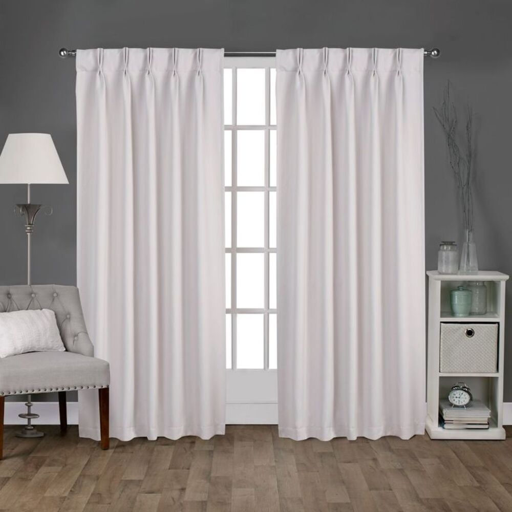 Exclusive Home - Set of 2 96"x52" Sateen Pinch Pleat Woven Blackout Vanilla